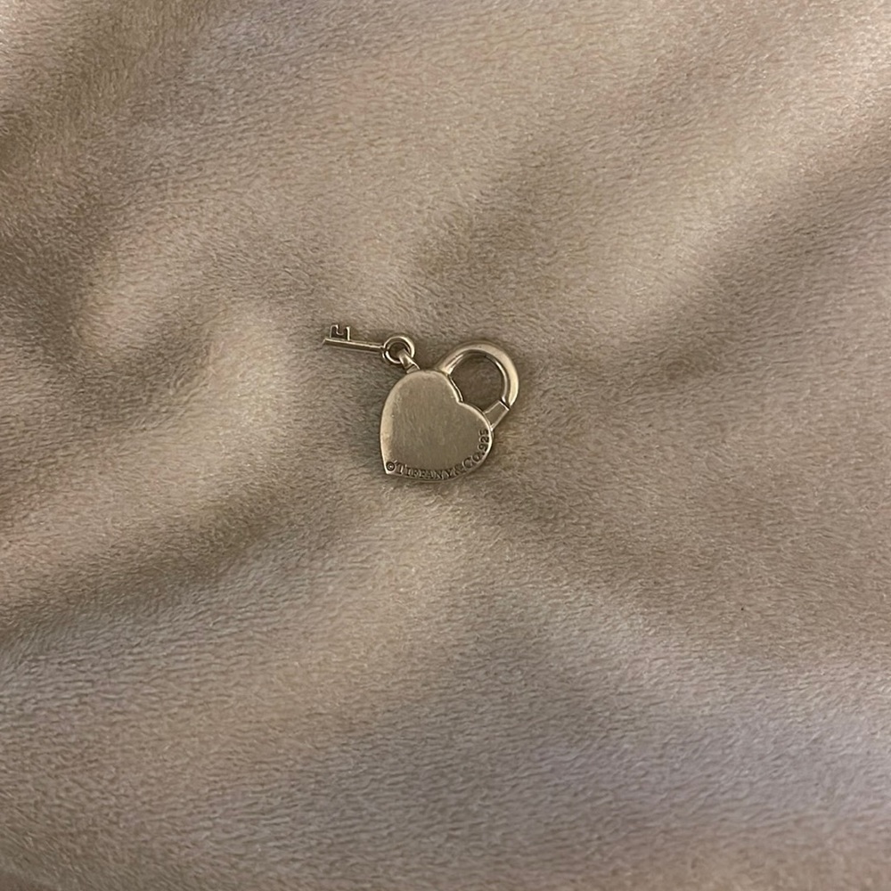 Tiffany & Co. - Authentic Heart Necklace & Lock Charm. Sterling Silver